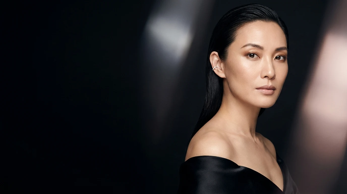 Editorial beauty portrait with platinum accents